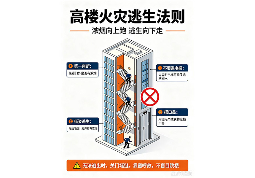 高楼火灾逃生法则
